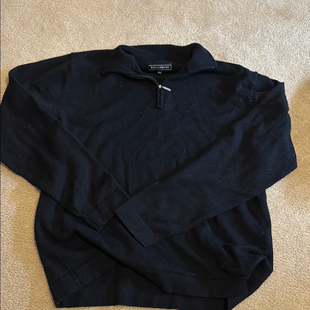 Men's Black Quarter-Zip Sweater